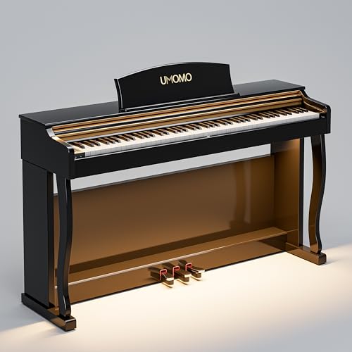 UMOMO U-732 88 Weighted Key Digital Piano with Adjustable Light, Hammer Action Electric Piano with Piano Stand, Full Size Electronic Piano Keyboard for Beginner, Adults, Glossy Black