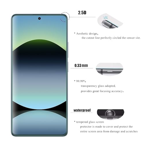 AOKUMA Szkło hartowane kompatybilne z Xiaomi Redmi Note 13 5G, 2 sztuki, osłona ekranu do Redmi Note 13 5G, 0,26 mm, wyjątkowo odporna na zarysowania, wysoka rozdzielczość, łatwa instalacja