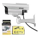 ZyjGaliliad Gefälschte Überwachungskamera, solarbetrieben mit blinkendem LED-Licht, Dummy-Überwachungskamera für das Heimbüro, simulierter Überwachungsmonitor mit Wandhalterung