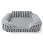 LE SURE Cute Dog Bed Medium Size Dog, Orthopedic Waterproof Medium Pet Beds with Sides, High Back Non-Slip Bottom and Egg-Crate Foam Pet Couch Sofa with Washable Removable Cover, Grey - Image 3