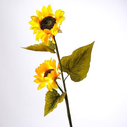 MARELIDA LED Solar Gartenstecker Sonnenblume - H: 1,25m - Lichtsensor - grün/gelb