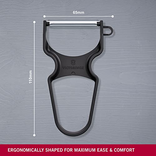 Image of Victorinox, Multipurpose Rapid Peeler /Vegetable Scrapper, Normal Straight Edge, Black, Swiss Made (6.0930.3), 0.4 in