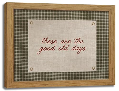 Msvenors Framed These Are The Good Old Days Wall Art Vintage Cottagecore Gingham Canvas Wall Decor Inspirational Quote Pictures Rustic Home Decor for Dining Room Kitchen Living Room Bedroom 8x10in