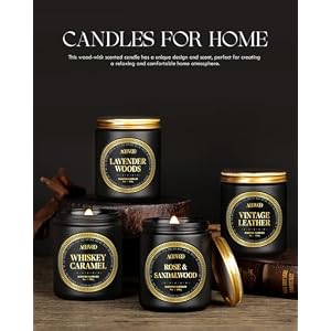AOOVOO Scented Candles for Men - Candles for Home Scented, Soy Candles, Scented Candles Set, Men Candle Set, Rose Sandalwood/Whiskey Caramel/Lavender/Leather Candles Set T AOOVOO Scented Candles for Men Candles for Home Scented Soy Candles Scented Candles Set Men Candle Set Rose SandalwoodWhiskey CaramelLavenderLeather Candles Set T
