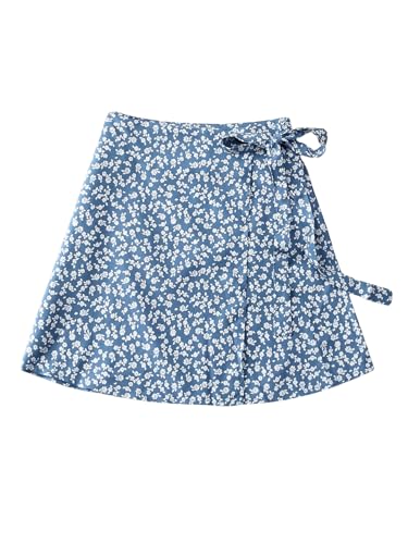 Milumia Women's Ditsy Floral Tie Side Wrap Skirt Flared A Line Short Skirts Boho Mini Skirts