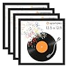 upsimples 12.5×12.5 Record Frame, Vinyl Frames for 12inch Album Cover, Wall Display for Home Decor, Black, 4 Pack