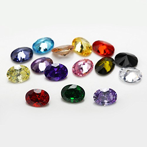 Pierre précieuse synthétique zirconium 5A ovale mélange 15 couleurs fabrication bijoux - 4