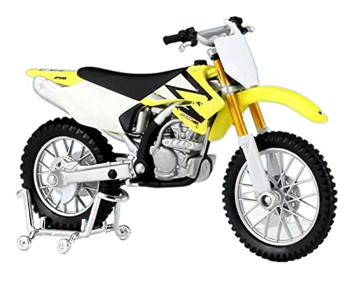 Modèle de moto miniature Suzuki RM-Z250 jaune 1:18 idéal comme cadeau de collection