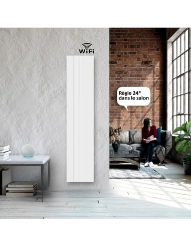 Radiateur électrique connecté à inertie céramique AVA 1000W HJM vertical blanc