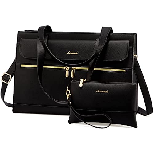 LOVEVOOK Laptop Bag for Women 17.3 Inch Laptop Tote Work Bags Professional Leather Computer Briefcase Waterproof Handbag Shoulder Large Capacity Business Teacher Office Crossbody Purse