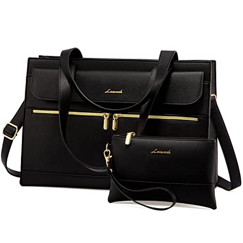 LOVEVOOK Laptop Tote for Women - 15.6 Inch Professional PU Leather Computer Briefcase, Waterproof Handbag, Large Capacity Business Teacher Office Bag, Crossbody Purse - Black by LOVEVOOK - Used condition - US$27.88