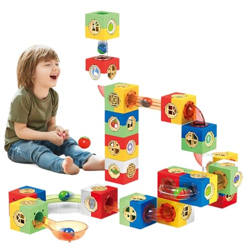 Pista de carreras de mármol,Juego de pistas de mármol - Kit de ladrillos para el desarrollo cerebral | Juego de juguetes de bloques de construcción para niños, pistas de mármol, juguete de aprendizaje