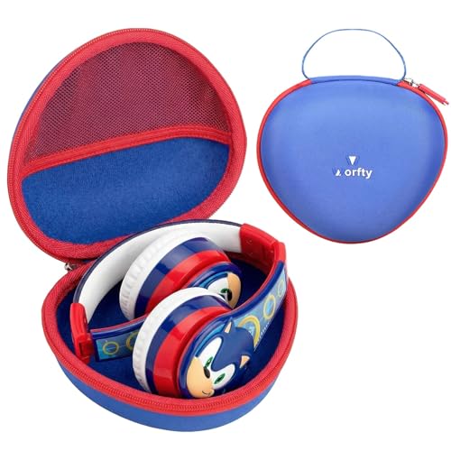 Étui pour casque eKids Sonic et Super Mario, housse rigide de transport avec fermeture éclair, Rouge-bleu