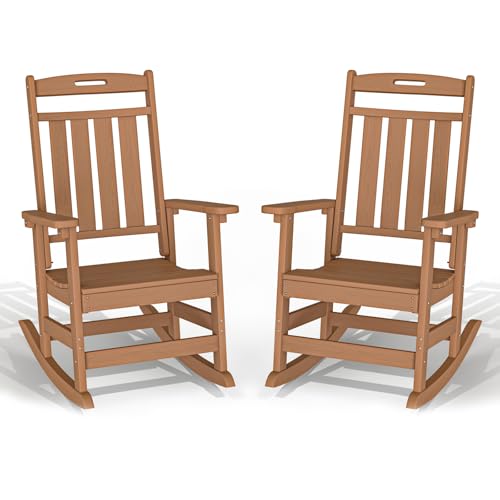 Plawdlik Oversized Outdoor Rocking Chair - All-Weather Resistant,HDPE Heavy Duty