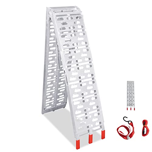 Oppsbuy Aluminium Loading Ramp, Motorcycle Folding Truck Tailgate Ramp Trailer, for ATV, 340KG Capacity
