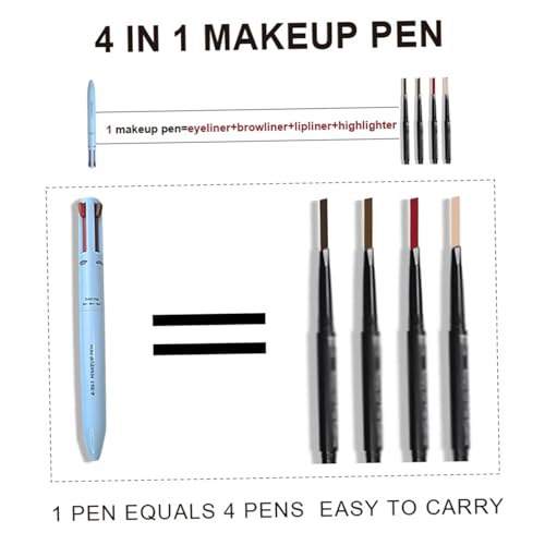 Lápiz de Maquillaje 4 en 1 con Delineador, Lápiz de Labios, Cejas y Iluminador miniatura 4