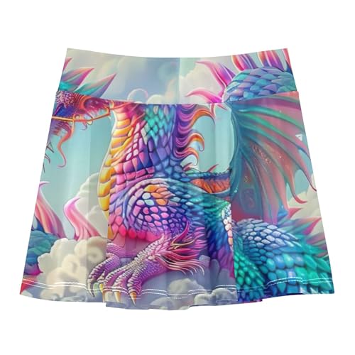 Dragon Clouds Rainbow Girls' Shorts Athletic Skorts Kids Tennis Skirts Purple School Skirt 3-4t2