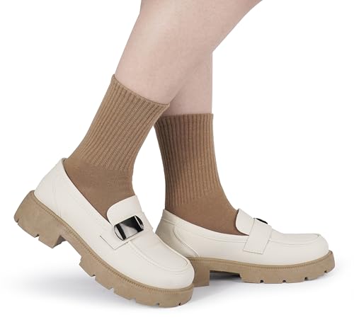 Image of BomKinta Women Casual Calf Socks - Cute Cotton Crew Socks - Soft Above Ankle Sock Gifts 6 Pairs Size 5-10