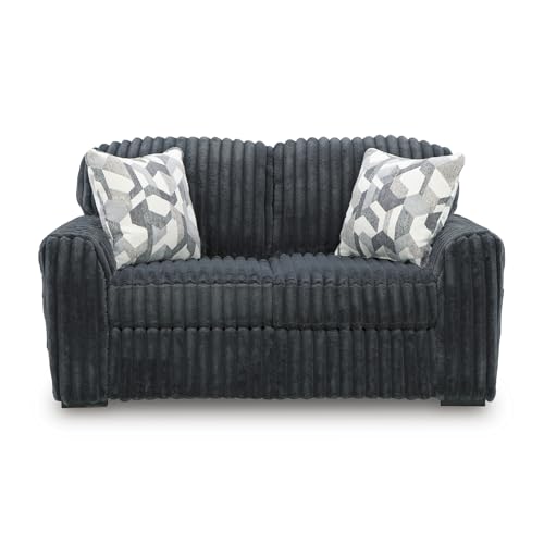 Image of Signature Design by Ashley Midnight-Madness Corduroy Loveseat, Gunmetal