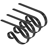 TAROSE Stocking Holders for Mantle, Christmas Stocking Holder Set of 4, Mantle Stocking Hanger Fireplace Hooks for Christmas Party Decoration Supplies(Black)