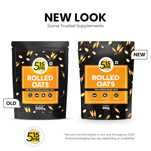 Image of 5:15PM Rolled Oats 500g | Oats | Healthy Cereal Breakfast | 100% Natural Whole Grain (Pack of 3)