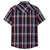 COEVALS CLUB Mens Short Sleeve Pearl Snap Western Cowboy Shirt Button Up Casual Work Dress Shirt, 6# Red Black, Large #1