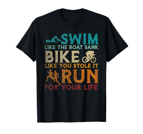 Swim Bike Run Funny Triathlon Camiseta