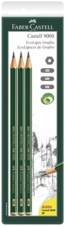 Ecolápis Grafite Faber-Castell 9000 2B 6B 8B Ctl c/ 3 Unid - SM/9...
