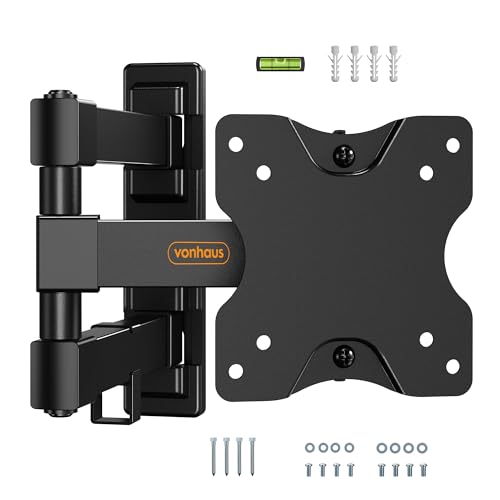 VonHaus TV Wall Bracket for 13-27 Screens, Articulating TV Bracket, Wall Mount with Full Tilt Swivel & Extension, 20kg Capacity, Max VESA: 100x100mm