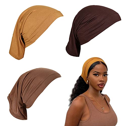 3er-Pack Kopftuch Elastische Bonnet Unisex Dreadlock Schlauchsocke Einfarbige Hijab Kappen Hip-Hop Braids Headwrap Abdeckung Turban Hut Cover