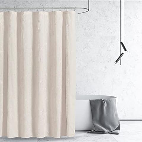 Style Quarters Shower Curtain Shower Curtains Polyester Shower Curtains for Bathroom Embroidered with Crisp Flowers (Linen, 70 x 14 in) Cover
