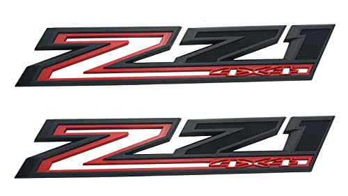 Image of 2PCS 2019-2022 Z71 4x4 Fender Emblem 3D Badge OEM Nameplate Letter Logo Decals Sticker Replacement for Silverado 1500 2500hd 3500HD Genuine Parts (Black Red)