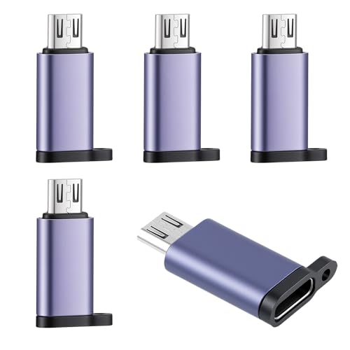 5 Pcs USB Mini Adapter Type C to Micro USB 2.0 Converter Connector Type C Female to Micro USBs Male...