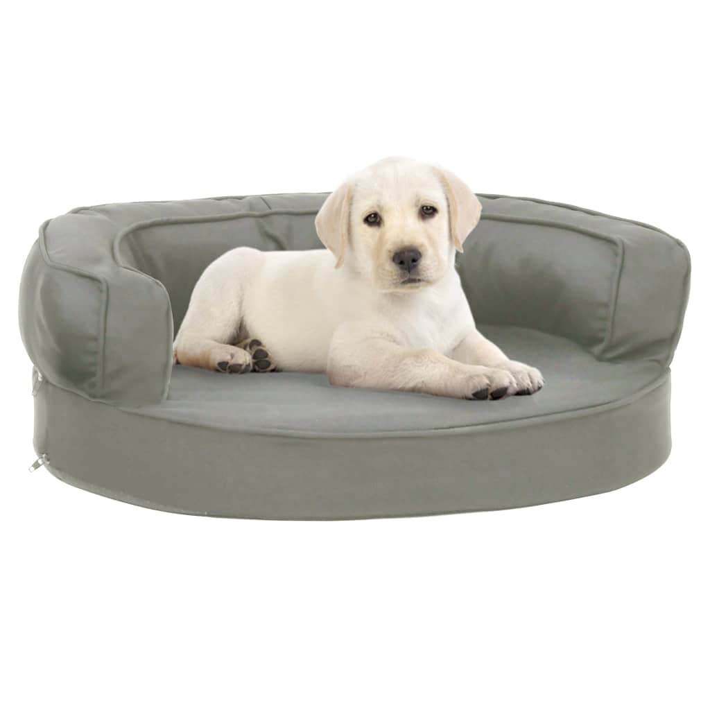 Materasso ergonomico per cani, 60 x 42 cm, effetto lino, con fondo antiscivolo e morbido cuscino, per dormire e sdraiarsi comodamente