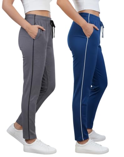 Image of Women Cotton Regular Fit Track Pants (Pack of 2)