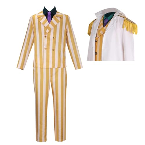 GWOKDAN Men Cosplay Costume Anime Uniform Yellow Suit Cloak Halloween Outfits Full Set(S,Yellow)