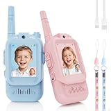 Video Walkie Talkies for Kids, 2 Pack Rechargeable Toddler Toys with HD Camera, Indoor Outdoor Toys for Family Games, Outside, Camping, Hiking for Boys Girls Ages 3-12 (Blue/Pink)