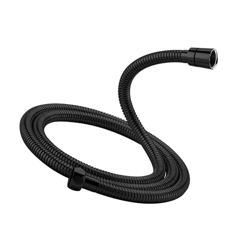 Duschschlauch Schwarz 2m, Flexibler Edelstahl Brauseschlauch Standard 1/2' Anschluss Universal Verdrehschutz Schlauch Dusche für Handbrause und Badewannenarmaturen
