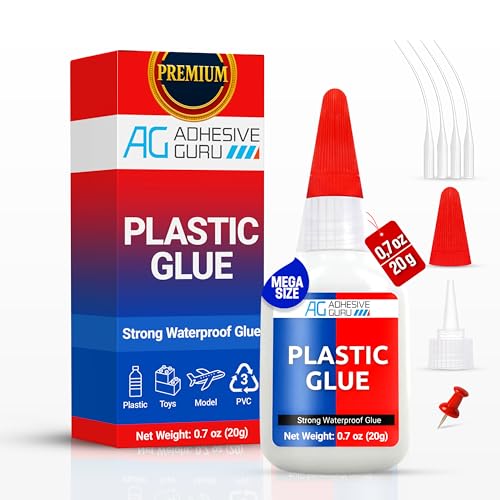 Adhesive Guru Plastic Glue (0.7 oz) Ultra Strong Super Glue for Repairs, Waterproof Adhesive for Plastic Bonding Models, DIY Crafts, Toys, PVC, ABS, 3D Printings and More - 1 Pack