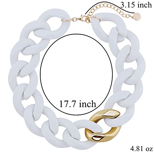 Firstmeet Modern Statement Costume White Chunky Acrylic Link Chain Choker Necklace For Women Men(Xl-1114-White) #TOP5