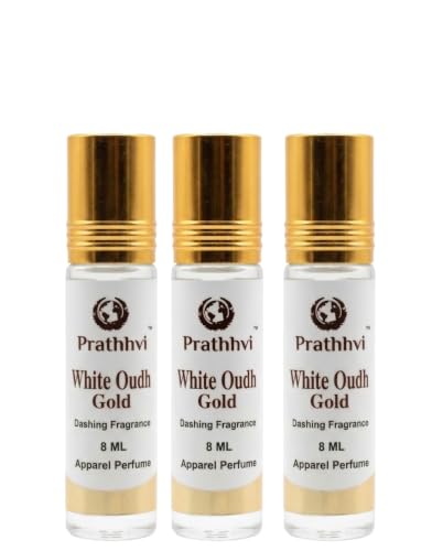 Image of White Oudh Gold Attar Roll-On Perfume Oil - 8 ml x 3 | Alcohol Free | Long Lasting Rich Fragrance | Men & Women | Pocket Size Travel Friendly Roll On | Daily Wear (Pack of 3)
