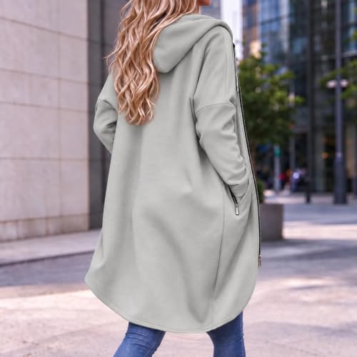 Long Hoodies For Women Oversized Full Zip Up Coats With Pockets - image 3