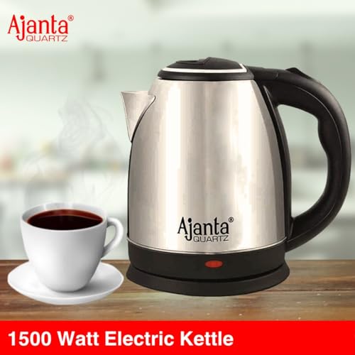 Image of Ajanta Quartz Quikhot Stovekraft Amaze Plus Electric Kettle (Upgraded Model) | 1.5 Litre Stainless Steel Body | BPA-Free | Auto Shut-Off | Ideal for Boiling Water, Tea, Coffee, Noodles & Soup (Silver)