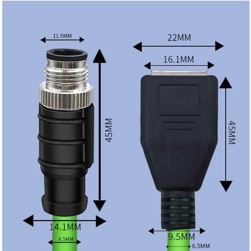 Cable Industrial Ethernet Cat6a M12 4-pin a RJ45 1 Metro miniatura 5