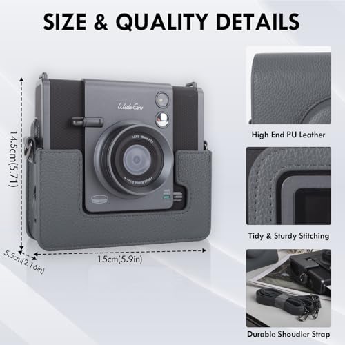 Estuche para cámara Fuji Wide EVO 2 en 1 en cuero PU miniatura 4