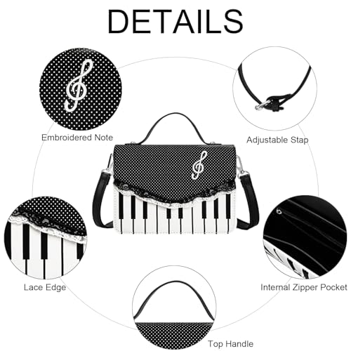 Image of Sunwel Fashion Cute Piano Purse Shoulder Crossbody Bag with Polda-dot Checkered