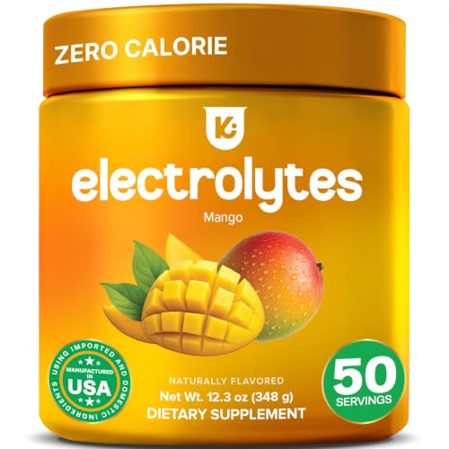 Image of Zero Calorie Electrolytes Powder - 0 Calorie Electrolytes for Fasting Mango 12.3oz Tub - Electrolytes Zero Sugar & Calorie Free with Magnesium & Trace Minerals - Daily Hydration Drink