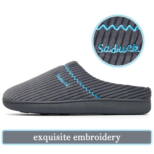 Image of House Slippers for Women with Arch Support | Memory Foam Non-Slip, Two Tone Embroidered Soft Home Slippers, All Season Comfort