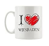 mikrowellengeeignet Pixxprint I Love Wiesbaden Fun Tasse