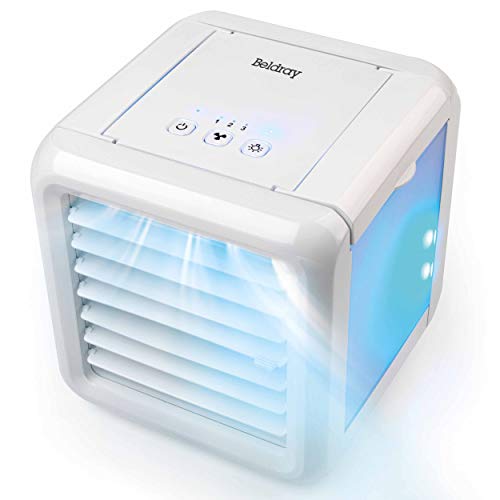 Beldray® EH3139V2 Ice Cube Plus+ Portable Table Top Personal Space Air Cooler | 5 W | LED Lights | 3 Speeds | 2 x 300 ml Water Tanks | White